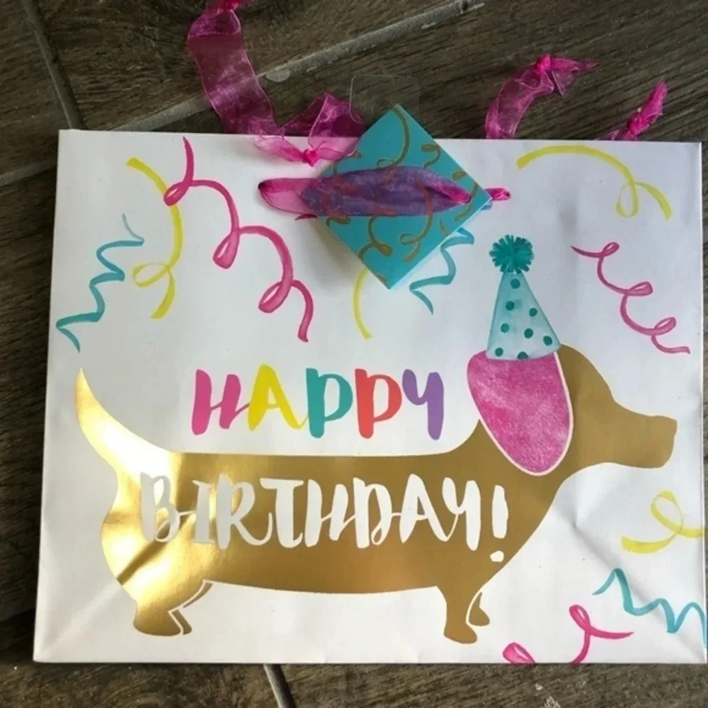 NWT Dachshund birthday gift bag and card bundle